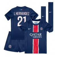 Paris Saint-Germain Lucas Hernandez #21 Heimtrikotsatz Kinder 2024-25 Kurzarm (+ Kurze Hosen)